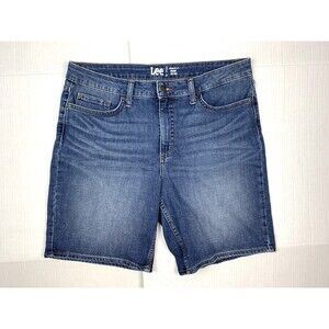Lee Women's Mid-rise Bermuda Shorts 9" Inseam Size 16M Dark Blue Regular Fit